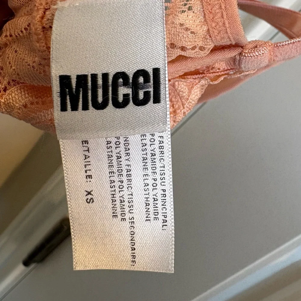 Mucci Ferrara Sheer Lace Triangle Bralette in Rose Size XS - Picture 5 of 5